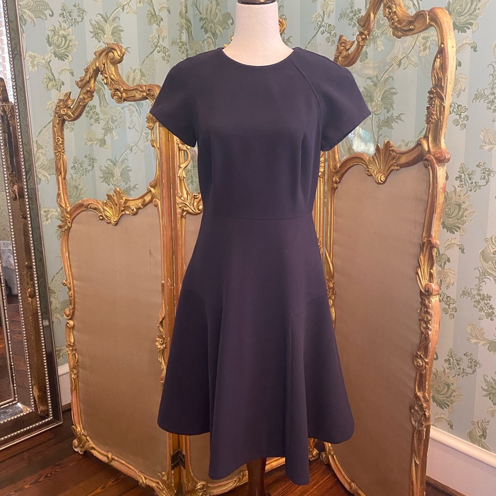 LK Bennett Navy A-Line Dress w/ Cap Sleeves; 8